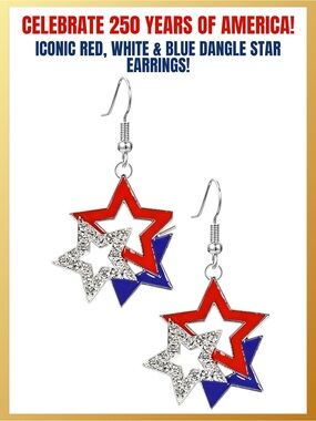 Red, White & Blue Star Dangle Earrings!